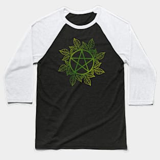 2 Tone Green Leafy Pentagram Baseball T-Shirt